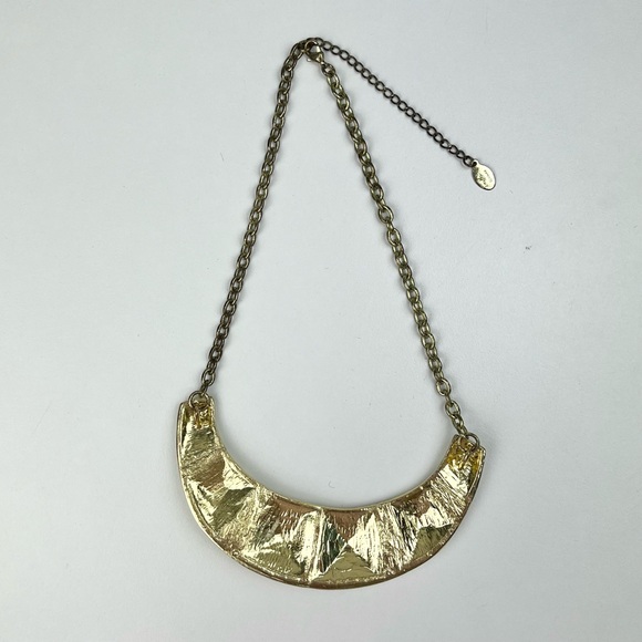 ❤️ Textured Pyramid Stud Bib Statement Necklace Gold Mob Wife Punk Rock Emo Goth - Picture 5 of 8